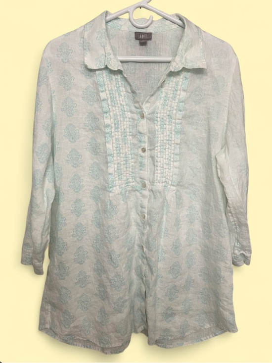 J. Jill Tops - J. Jill Printed 100% Linen Button Down Blouse